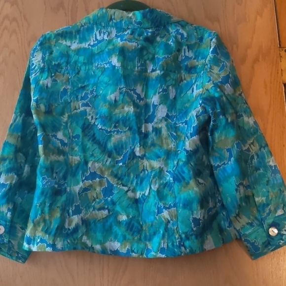 Ruby Rd  MultiColor Green Blue Petite Blazer - 8P - Picture 5 of 6